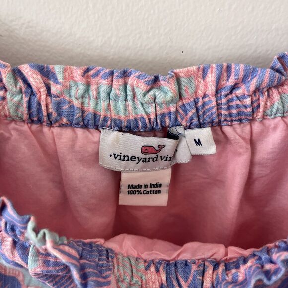 Vineyard Vines Womens Large Off Shoulder Hawaiian Mini Dress Palm Leaf Coastal - Picture 4 of 6